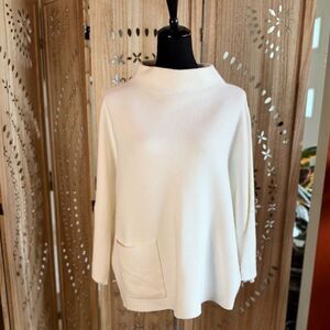 NWOT APNY Funnel Neck Patch Pocket Knit Sweater in Cream Size L